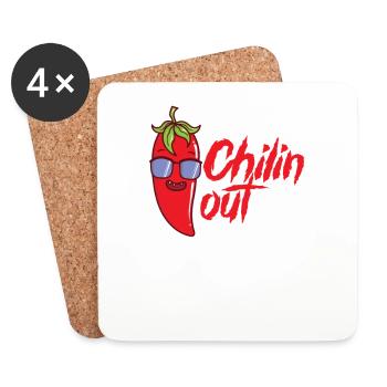 Chilin out Gewürz kochen Scoville - Untersetzer (4er-Set) - Weiß - Vorne