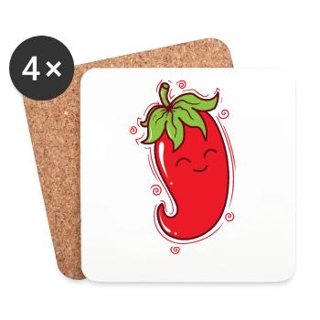 Chili se réjouit Piment épicé Heat - Dessous de verre (lot de 4) - blanc - Devant