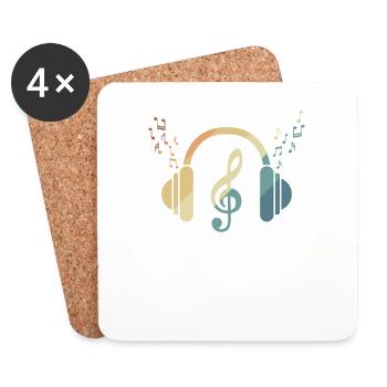 Casque, clef, musique, musique, son - Dessous de verre (lot de 4) - blanc - Devant
