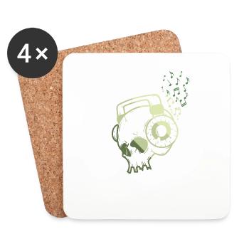 Head with headphones Music - Coasters (set of 4) - white - Front