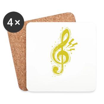 Clef Clé de sol Musique - Dessous de verre (lot de 4) - blanc - Devant