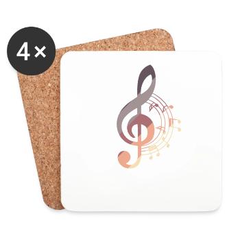 Musique en clef avec harmonie - Dessous de verre (lot de 4) - blanc - Devant