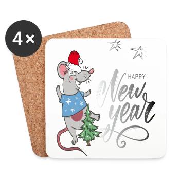 happy new year - Untersetzer (4er-Set) - Weiß - Vorne