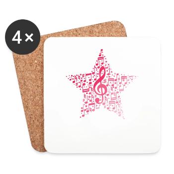 Star de la partition et de la clé de sol - Dessous de verre (lot de 4) - blanc - Devant
