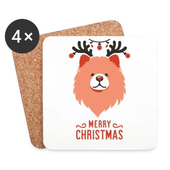 Chow Chow Christmas Winter Animals Dogs - Coasters (set of 4) - white - Front