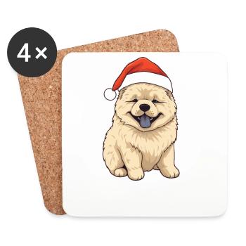 Chow Chow Christmas Winter Animals Dogs - Coasters (set of 4) - white - Front