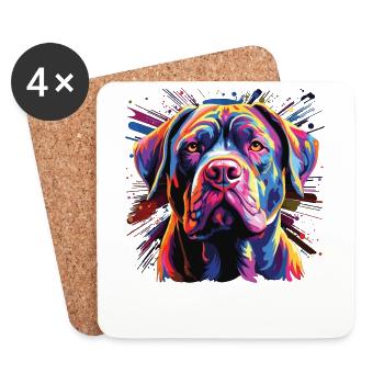 Watercolor Colorful Cane Corso - Coasters (set of 4) - white - Front