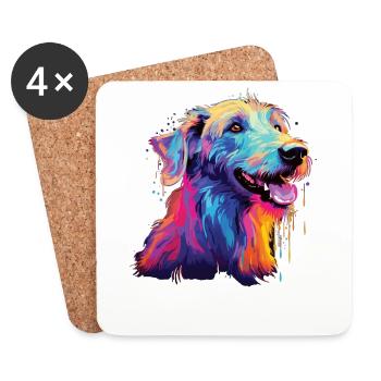 Wasserfarben Farbenfroher Chow Chow - Untersetzer (4er-Set) - Weiß - Vorne