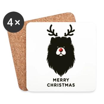 Chow Chow Christmas Winter Animals Dogs - Coasters (set of 4) - white - Front