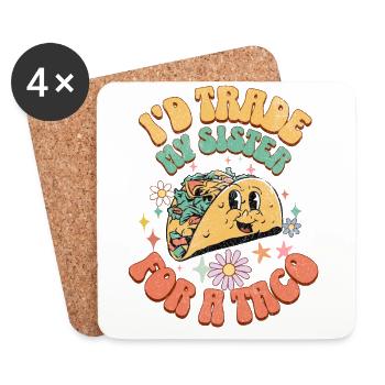 J’échangerais ma sœur contre un taco - Dessous de verre (lot de 4) - blanc - Devant