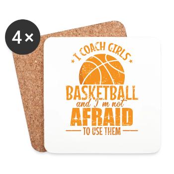 J’entraîne des filles de basket-ball de sports féminins - Dessous de verre (lot de 4) - blanc - Devant