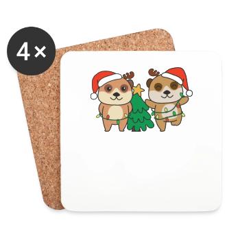 Meerkat Christmas Winter Animals Meerkat - Coasters (set of 4) - white - Front