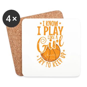 I Know I play like a Girl Basketball - Untersetzer (4er-Set) - Weiß - Vorne