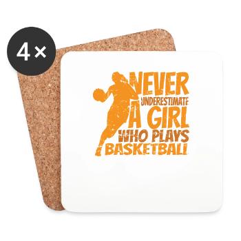 Never Underestimate a Girl who plays Basketball - Untersetzer (4er-Set) - Weiß - Vorne