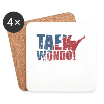 Ajustement de l’entraînement aux arts martiaux de Taekwondo - Dessous de verre (lot de 4) - blanc - Devant