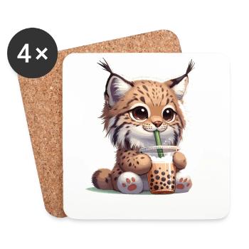 Kawaii Luchse Bubble Tea Boba Luchs - Untersetzer (4er-Set) - Weiß - Vorne