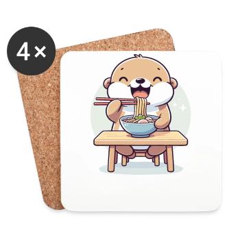süße Otter isst Ramen Nudeln Ottern Ramen - Untersetzer (4er-Set) - Weiß - Vorne