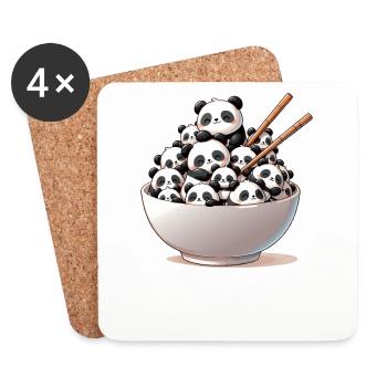 süße Panda isst Ramen Nudeln Pandas Ramen - Untersetzer (4er-Set) - Weiß - Vorne