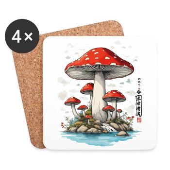 Retro Toadstool Art Mushroom Picker Design - Coasters (set of 4) - white - Front