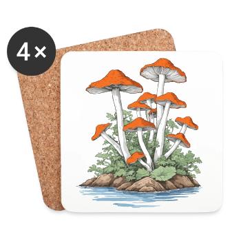 Mushroom Picker Vintage Forest and Nature Design - Coasters (set of 4) - white - Front