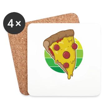 Salami Pizza italienisch und Käse - Untersetzer (4er-Set) - Weiß - Vorne