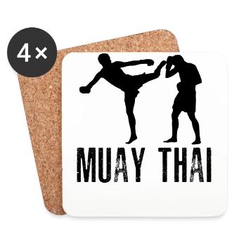 Muay Thaï - Dessous de verre (lot de 4) - blanc - Devant