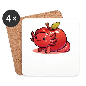 Pomme kawaii axolotl fruit mignon axolotls - Dessous de verre (lot de 4) - blanc - Devant