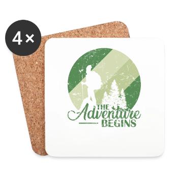 The Adventure begins Hiking Nature - Coasters (set of 4) - white - Front