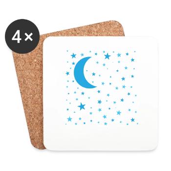 Sterne mit Mond Galaxy - Untersetzer (4er-Set) - Weiß - Vorne