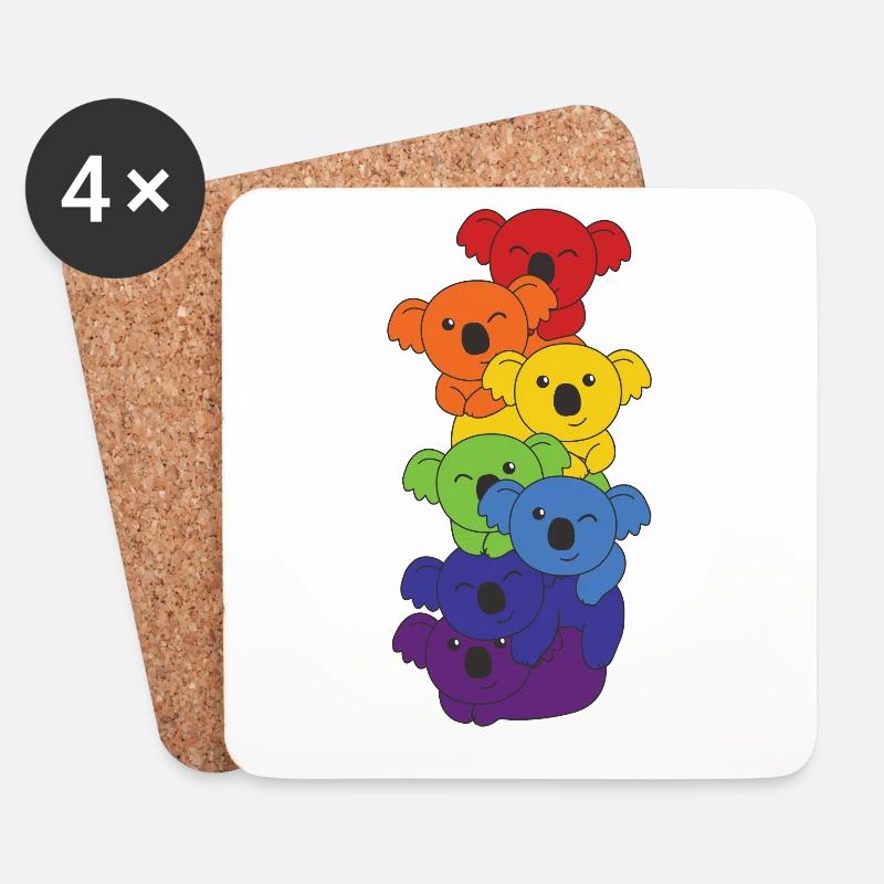 Regenbogen Flag Pride LGBTQ süßer Koala Stapel - Untersetzer (4er-Set) - Weiß