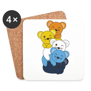 Aroace Flag Pride LGBTQ Pile de souris mignonne - Dessous de verre (lot de 4) - blanc - Devant