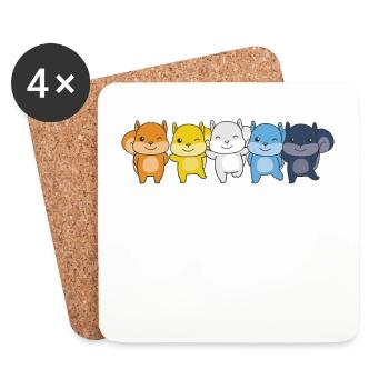 Aroace Flag Pride LGBTQ Écureuil mignon - Dessous de verre (lot de 4) - blanc - Devant