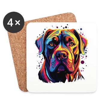 Watercolor Colorful Cane Corso - Coasters (set of 4) - white - Front