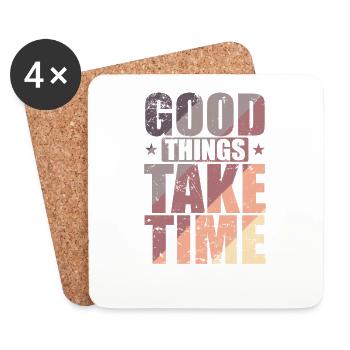 Good things take time Quality over quantity - Coasters (set of 4) - white - Front