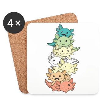 Genderfloren Flag Pride LGBTQ Axolotl Tower - Coasters (set of 4) - white - Front