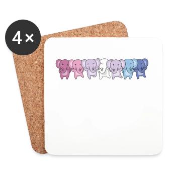 Bigender Flag Pride LGBTQ Cute Elephant - Coasters (set of 4) - white - Front