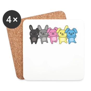 Drapeau polygenre Pride LGBTQ Bunny - Dessous de verre (lot de 4) - blanc - Devant