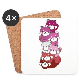 Lipstick Lesbische Pride LGBTQ süßer Roter Panda - Untersetzer (4er-Set) - Weiß - Vorne