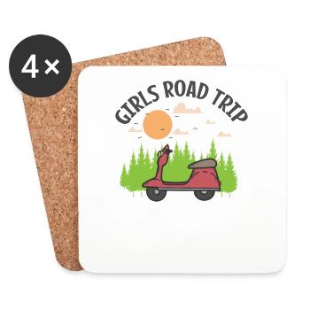 Girls Road Trip Travel Adventure Route - Coasters (set of 4) - white - Front
