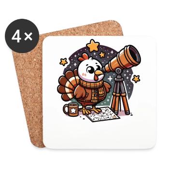 Télescope d’observation des étoiles de Thanksgiving Turquie - Dessous de verre (lot de 4) - blanc - Devant