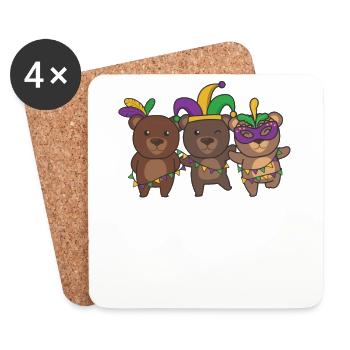 Déguisement de carnaval de l’ours de Mardi Gras - Dessous de verre (lot de 4) - blanc - Devant