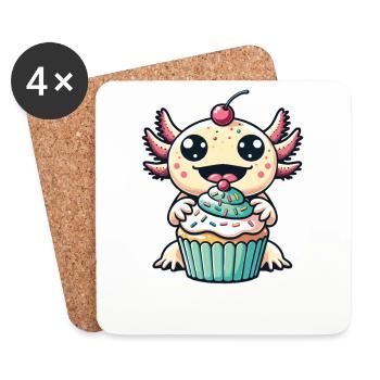 Muffin Anniversaire Cupcake Axolotl - Dessous de verre (lot de 4) - blanc - Devant