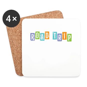 Road Trip Travel Picnic Adventure Route - Coasters (set of 4) - white - Front