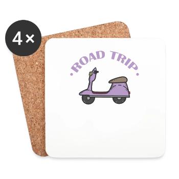 Road Trip Scooter Adventure Travel - Coasters (set of 4) - white - Front