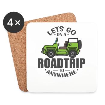 Let's go on a Road Trip to Anywhere Adventure - Coasters (set of 4) - white - Front