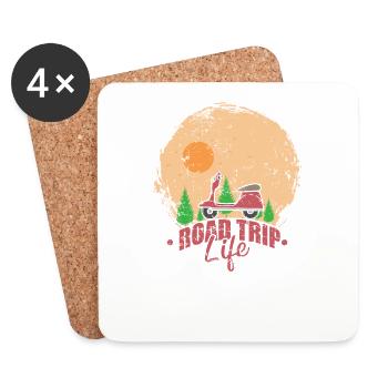 Scooter Road Trip Life Travel Adventure - Coasters (set of 4) - white - Front