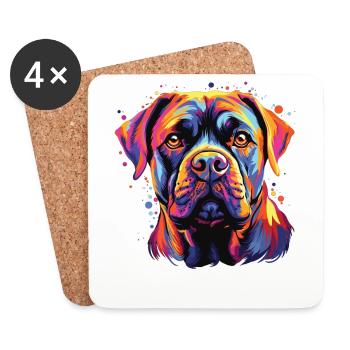 Watercolor Colorful Cane Corso - Coasters (set of 4) - white - Front
