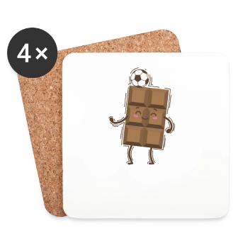 Bar of chocolate playing football candy - Coasters (set of 4) - white - Front