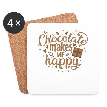 Le chocolat me rend heureux : le lait entier - Dessous de verre (lot de 4) - blanc - Devant