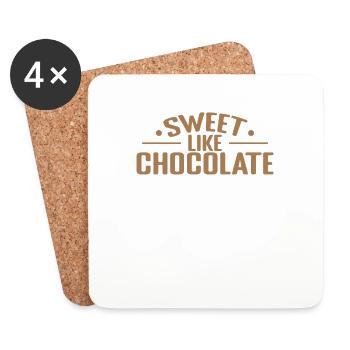 Sucré comme le chocolat au lait et au cacao - Dessous de verre (lot de 4) - blanc - Devant